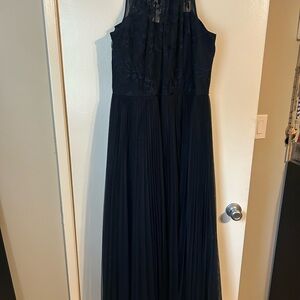 Navy Lace Maxi Evening Gown